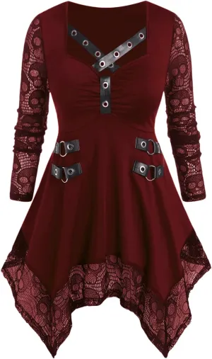 ROSE GAL Womens Plus Size Tunic Tops Fall Casual Long Sleeve T-Shirt Goth Shirt V Neck Loose Blouses Swing Tunic