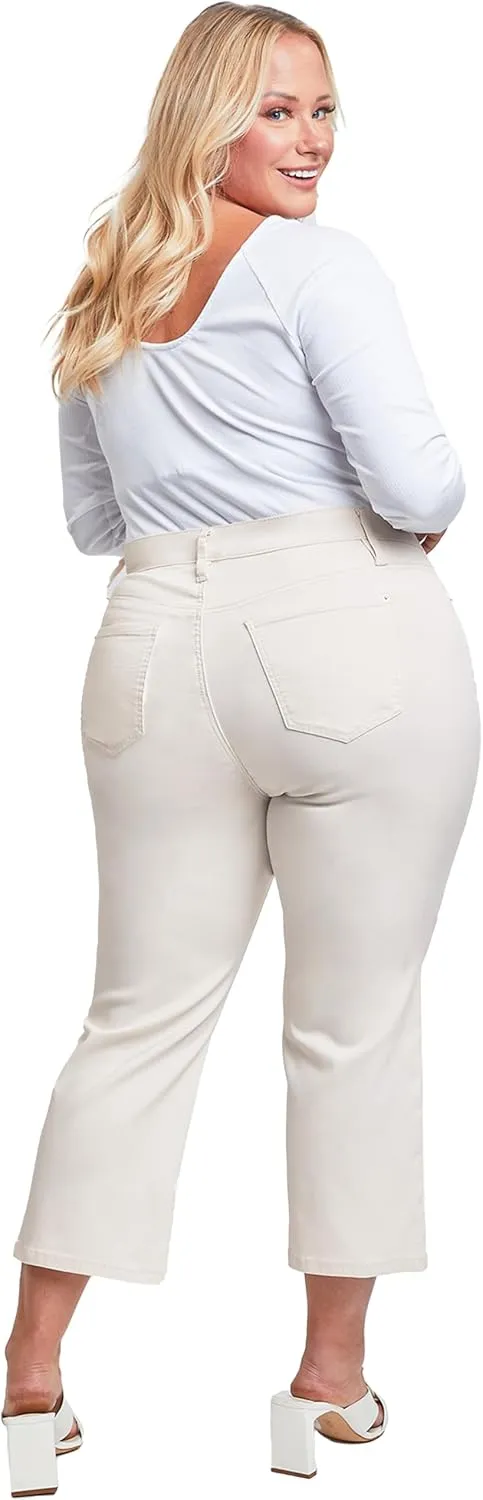 Royalty For Me Womens Women's Plus Size Hyperstretch High Rise Wide Leg Flood Pants