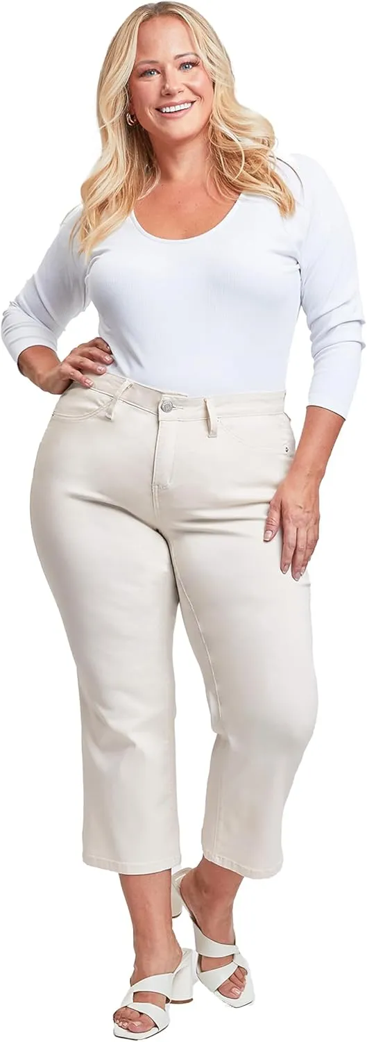 Royalty For Me Womens Women's Plus Size Hyperstretch High Rise Wide Leg Flood Pants