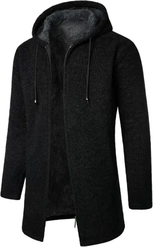 RTRDE Mens Coat Knitted Cardigan Sweaters Jacket Full Zip Fleece Lined Winter Warm Hoodie Coat Casual Jackets, L-4XL