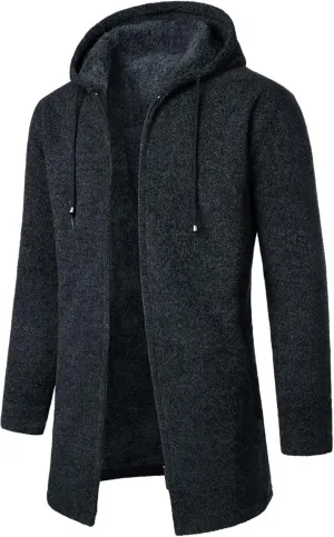 RTRDE Mens Coat Knitted Cardigan Sweaters Jacket Full Zip Fleece Lined Winter Warm Hoodie Coat Casual Jackets, L-4XL