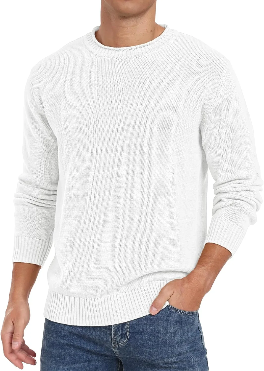 Sailwind Men's Cotton Crewneck Pullover Sweater Lightweight Casual Knitted Sweaters