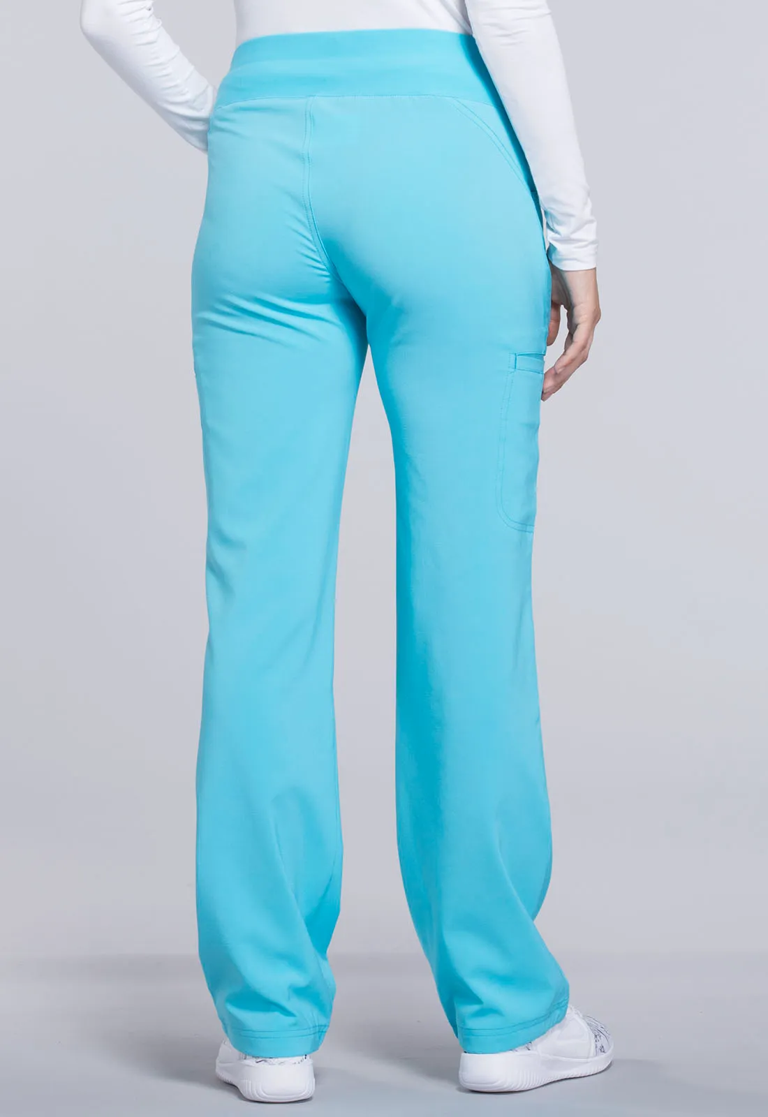 Scrub Pants - Cherokee Women's iFlex Mid Rise Straight Leg Pull-on Pant - Turquoise, CK002
