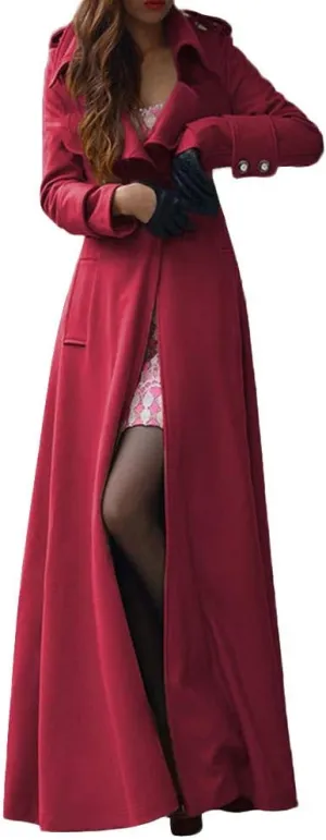 SERYU Womens Winter Lapel Slim Coat Trench Jacket Long Parka Overcoat Outwear