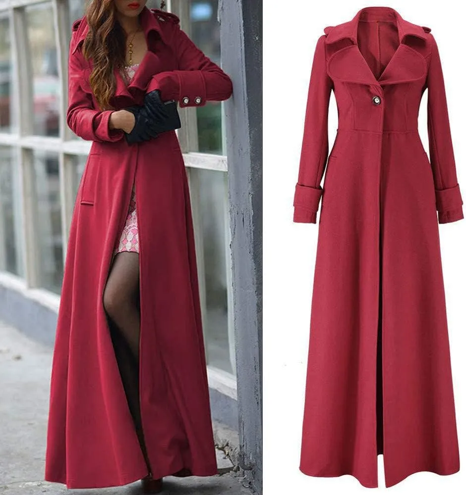 SERYU Womens Winter Lapel Slim Coat Trench Jacket Long Parka Overcoat Outwear