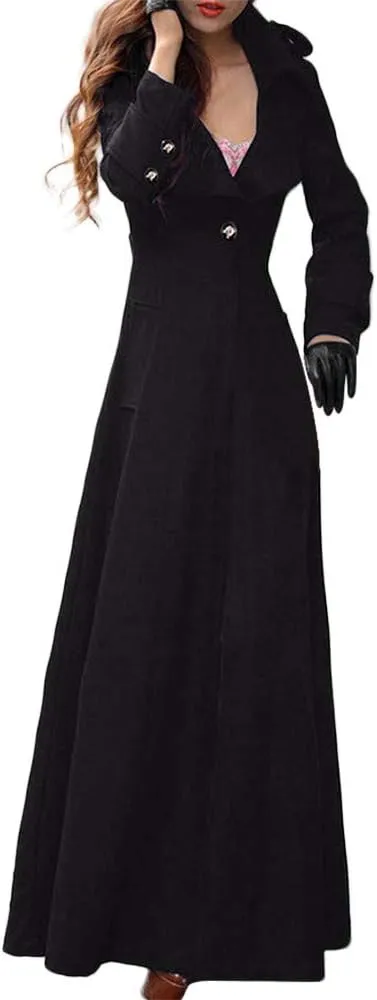 SERYU Womens Winter Lapel Slim Coat Trench Jacket Long Parka Overcoat Outwear