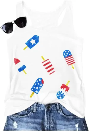 SFHFY American Flag Tank Top Women: Glitter 4th of July Sleeveless Tee Patriotic Shirt Memorial Day Summer Vest Tops