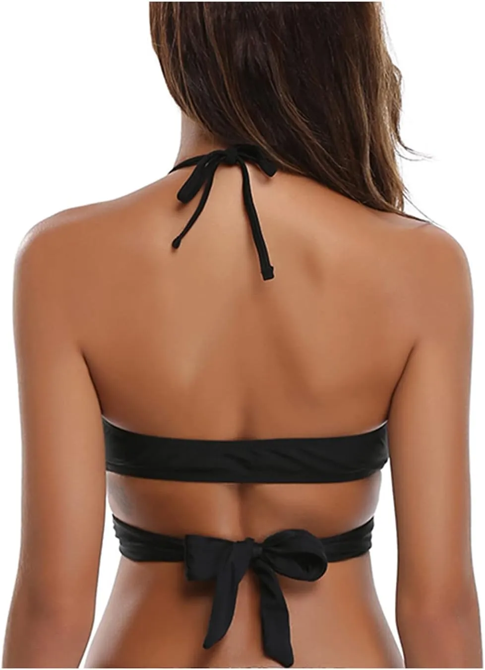 SHEKINI Womens Push Up Bikini Top Halter Bandage Bathing Suits Tops Criss Cross Swimsuits Top Only