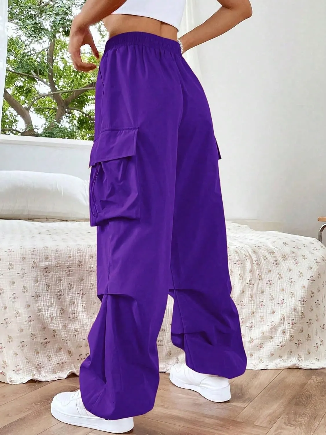 SHENHE Women's Baggy Loose Cargo Pants Drawstring Waist Joggers Long Trousers