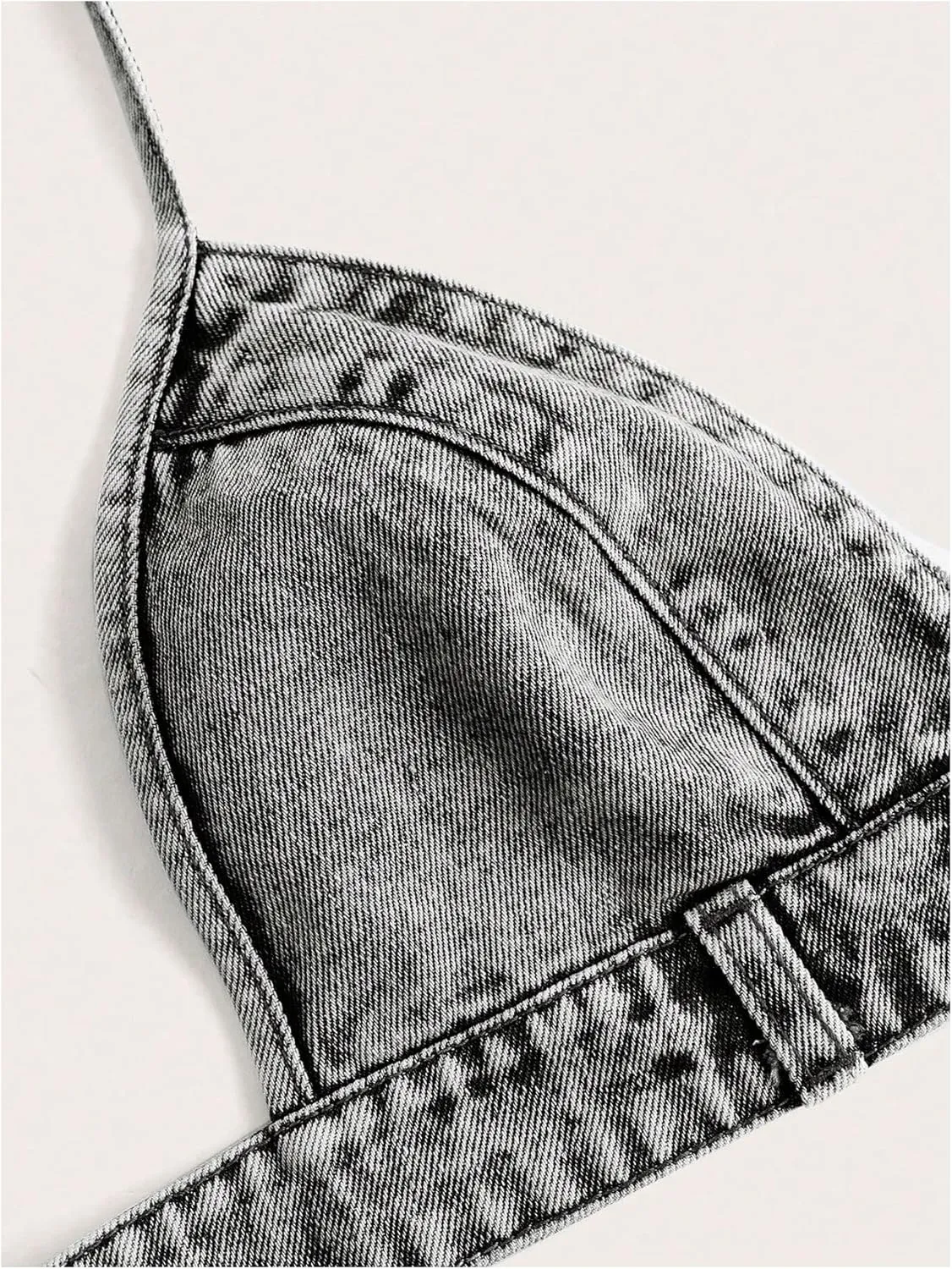 SHENHE Women's Denim Halter Top Tie Backless Triangle V Neck Sexy Jean Crop Top Country Western Bustier