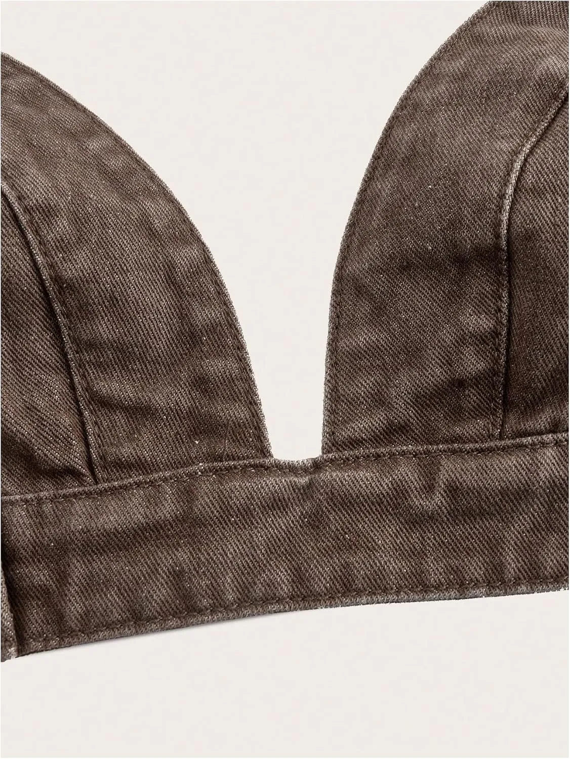 SHENHE Women's Denim Halter Top Tie Backless Triangle V Neck Sexy Jean Crop Top Country Western Bustier