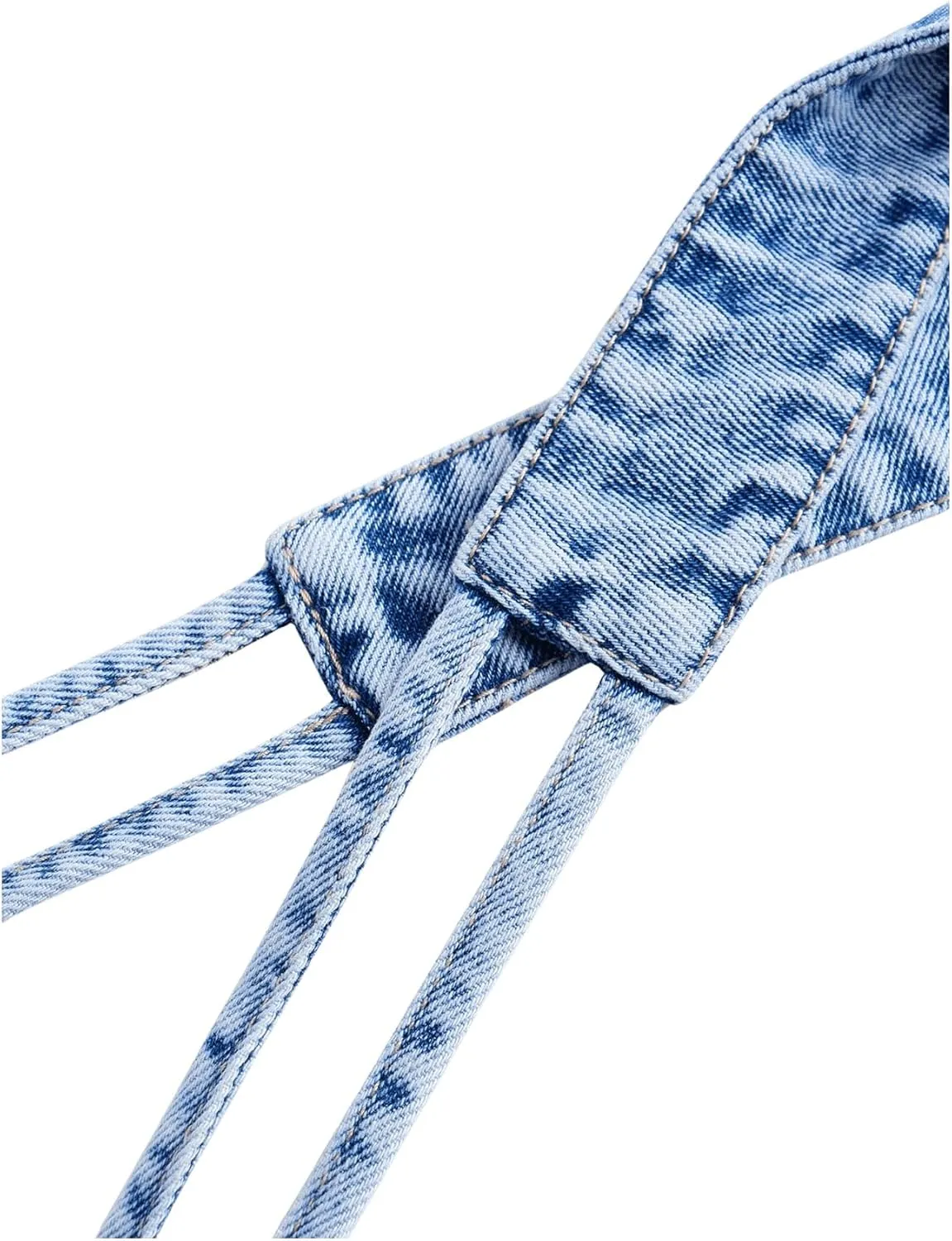SHENHE Women's Denim Halter Top Tie Backless Triangle V Neck Sexy Jean Crop Top Country Western Bustier