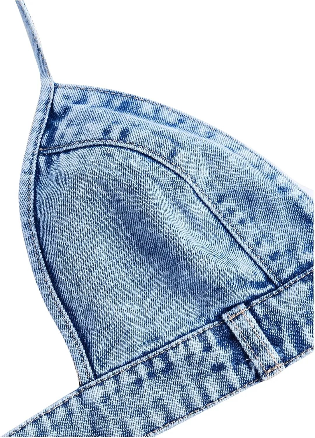 SHENHE Women's Denim Halter Top Tie Backless Triangle V Neck Sexy Jean Crop Top Country Western Bustier