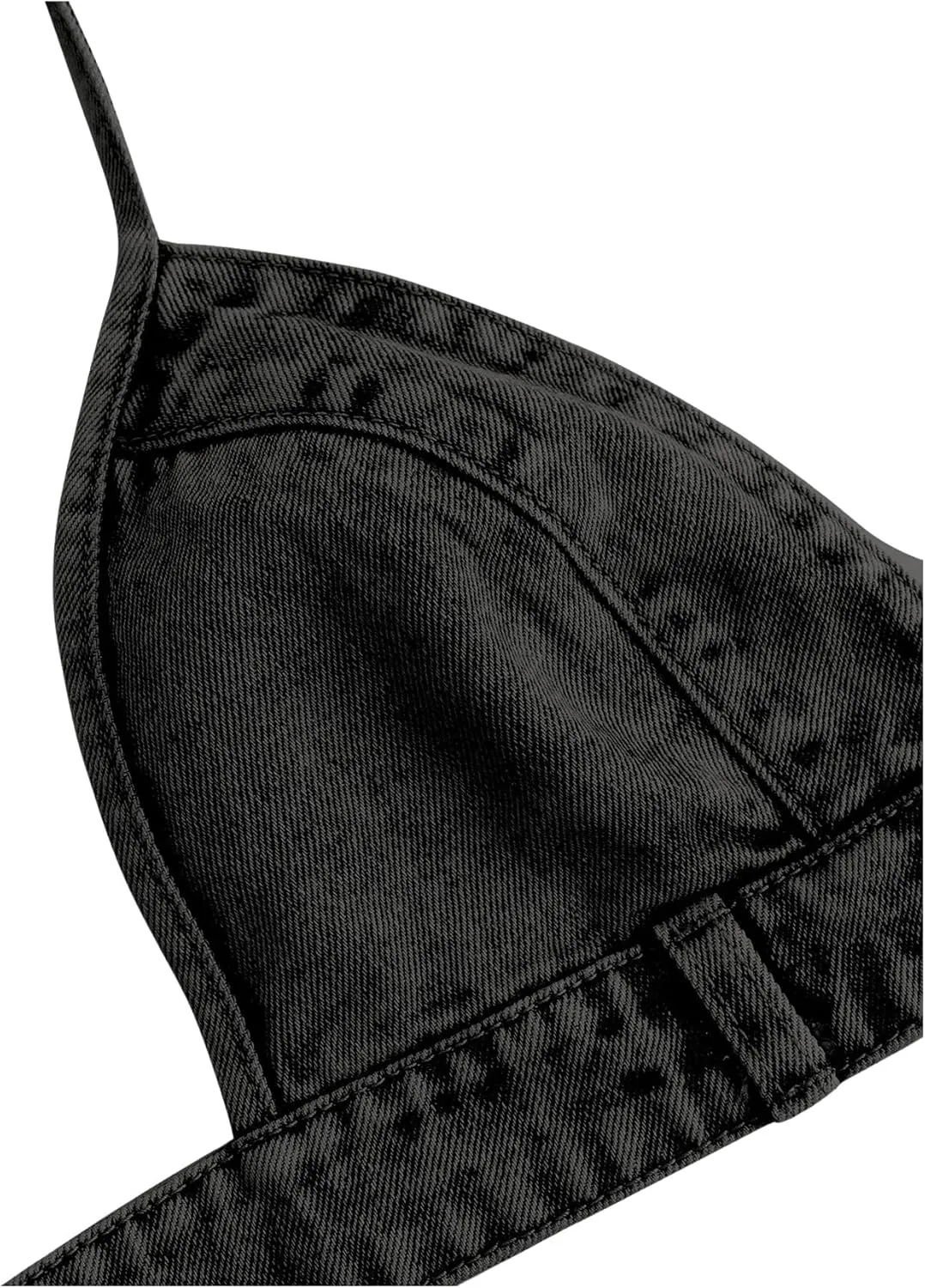 SHENHE Women's Denim Halter Top Tie Backless Triangle V Neck Sexy Jean Crop Top Country Western Bustier