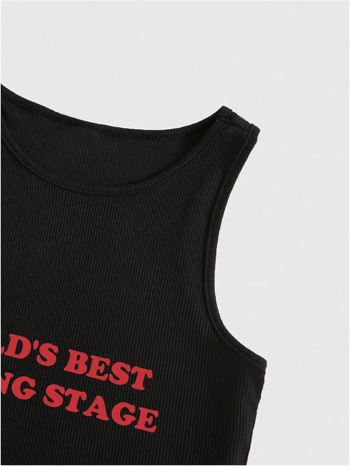 SOLY HUX Women's Y2K Letter Print Crop Top Sleeveless Rib Knit Tank Top Summer Vest Tops