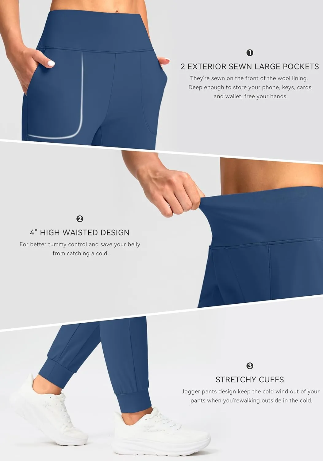 Soothfeel Women's Fleece Lined Joggers Pants High Waisted Water Resistant Thermal Sweatpants Winter Hiking Pants with Pockets