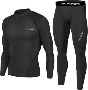 Sports Running Set for Men,Compression Shirt   Pants Skin-Tight Long Sleeves Quick Dry Fitness Tracksuit Gym