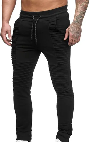Spring and Summer Pants for Men 2023 Hip-Hop Drawstring Elastic Waist Skinny-Fit Slacks Tapered Ripped Trousers