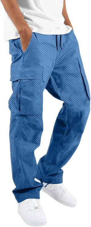 Sweatpants for Men Sport Tapered Tactical Slacks Man Split Utility Slim Fit Expandable Waist Solid Color Cargo