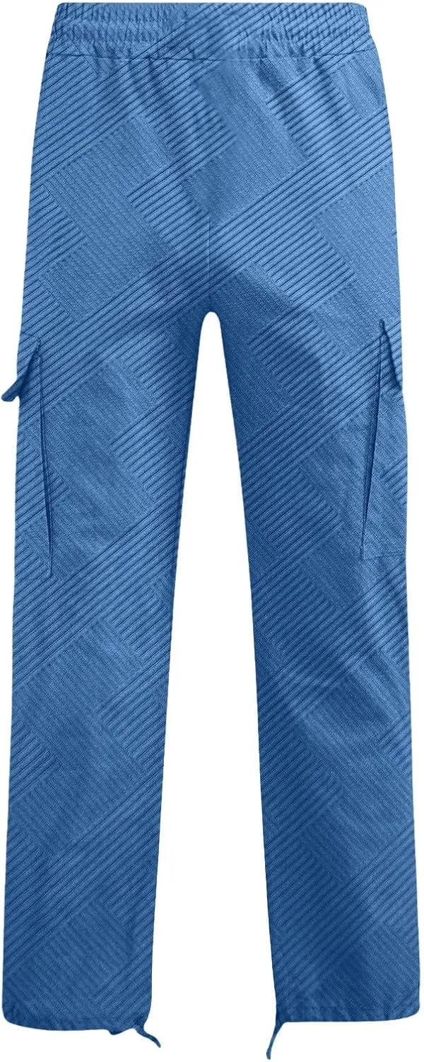 Sweatpants for Men Sport Tapered Tactical Slacks Man Split Utility Slim Fit Expandable Waist Solid Color Cargo