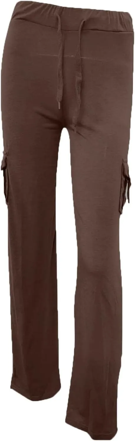 Sweatpants for Women Wide Leg Cargo Pants High Rise Yoga Leggings with Pockets Plus Size Y2K Drawstring Straight Leg Pants