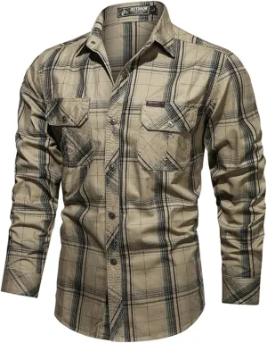 Tactical Long Sleeve Shirts for Men Military Button Up Snap Work Shirts Quick Dry Western Tops