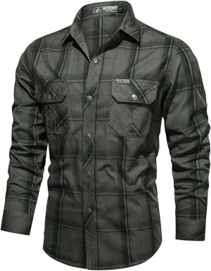 Tactical Long Sleeve Shirts for Men Military Button Up Snap Work Shirts Quick Dry Western Tops