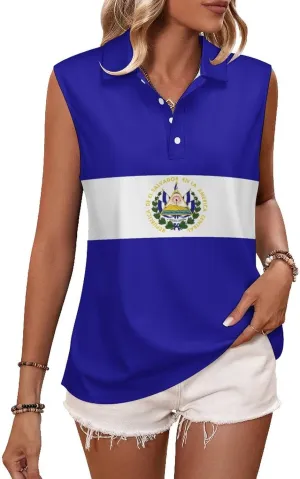 TAIZIYEAH Women's Sleeveless Top American Flag Loose PO-LO Tank Top Shirts Casual Pullover Blouse Shirts