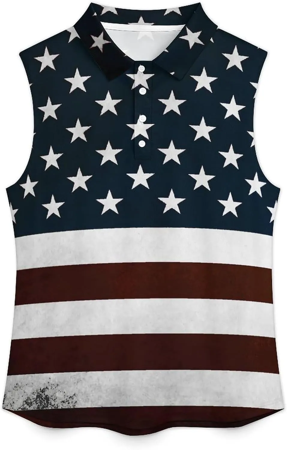 TAIZIYEAH Women's Sleeveless Top American Flag Loose PO-LO Tank Top Shirts Casual Pullover Blouse Shirts