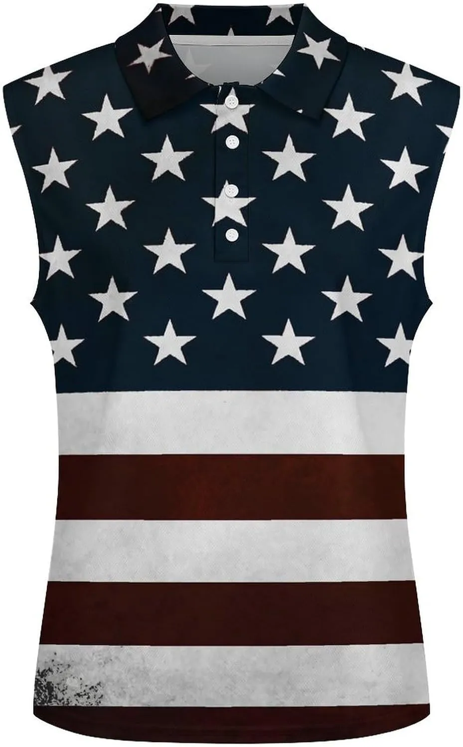 TAIZIYEAH Women's Sleeveless Top American Flag Loose PO-LO Tank Top Shirts Casual Pullover Blouse Shirts
