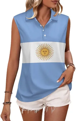 TAIZIYEAH Women's Sleeveless Top American Flag Loose PO-LO Tank Top Shirts Casual Pullover Blouse Shirts