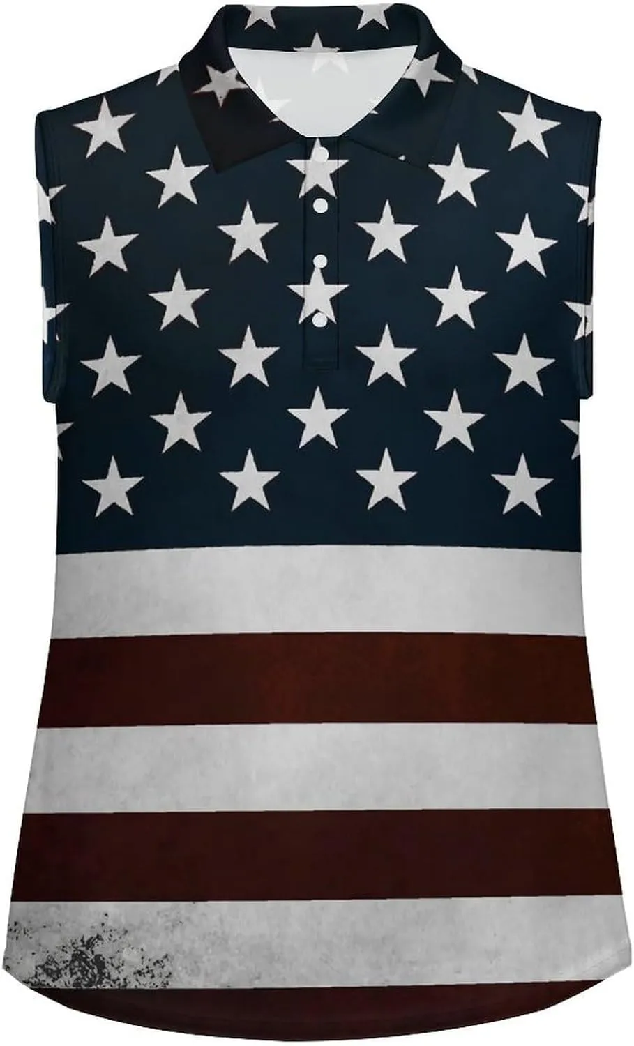 TAIZIYEAH Women's Sleeveless Top American Flag Loose PO-LO Tank Top Shirts Casual Pullover Blouse Shirts