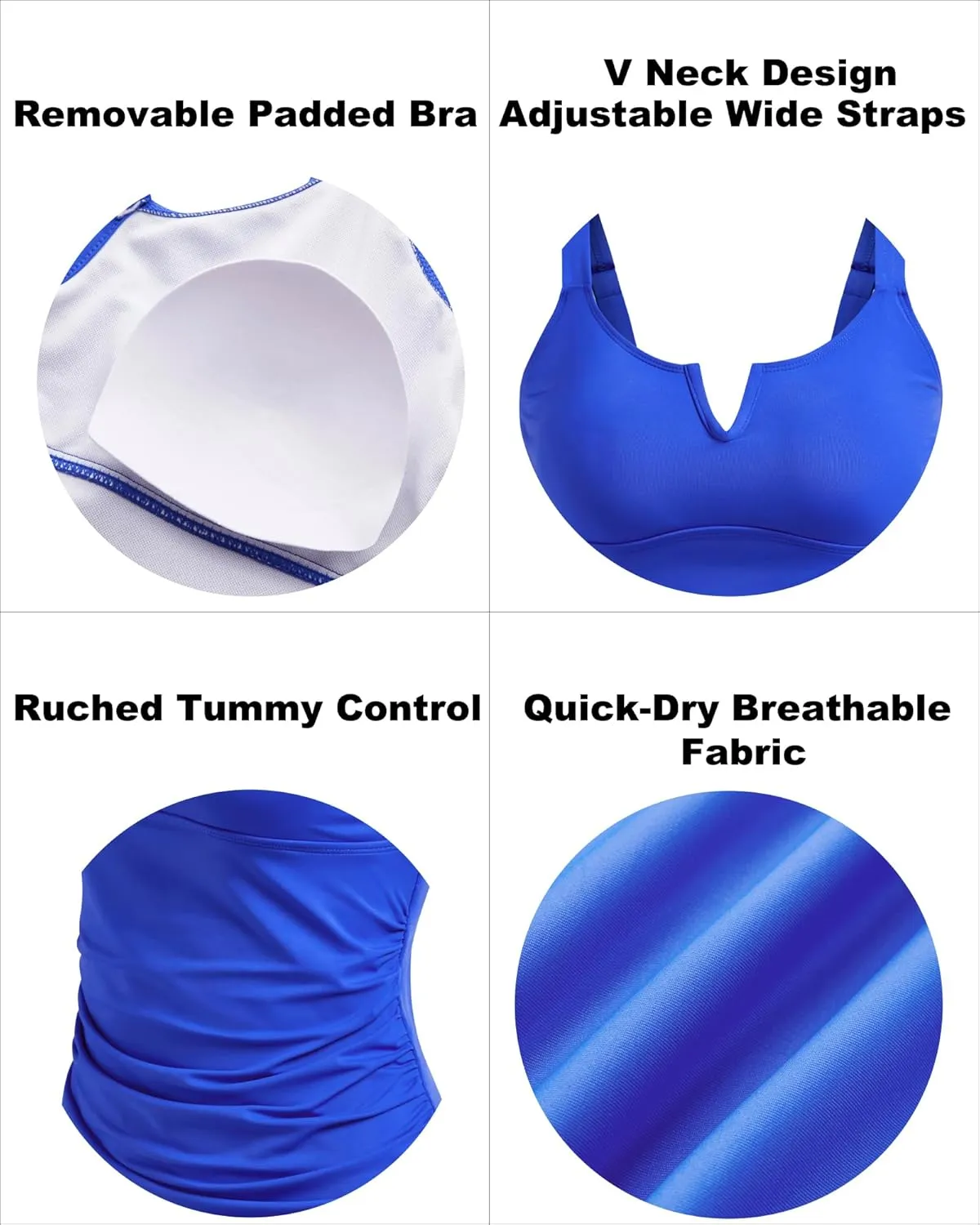 Tankini Tops for Women Swimwear Top Only Tummy Control Bathing Suit Top No Bottom (Available in Plus)