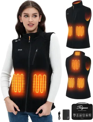 Telguua Fleece Heated Vest for Women men With Battery Pack Included