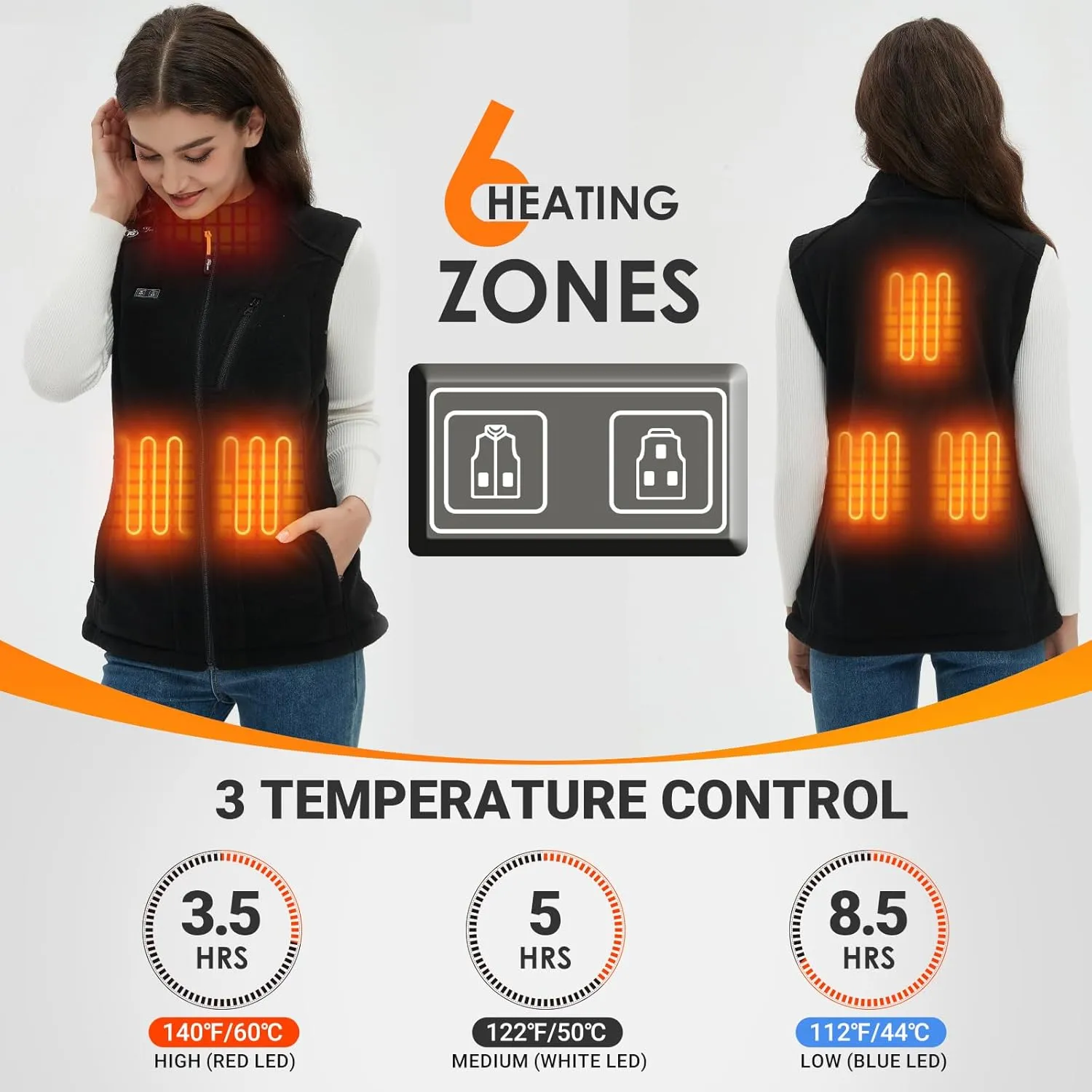 Telguua Fleece Heated Vest for Women men With Battery Pack Included