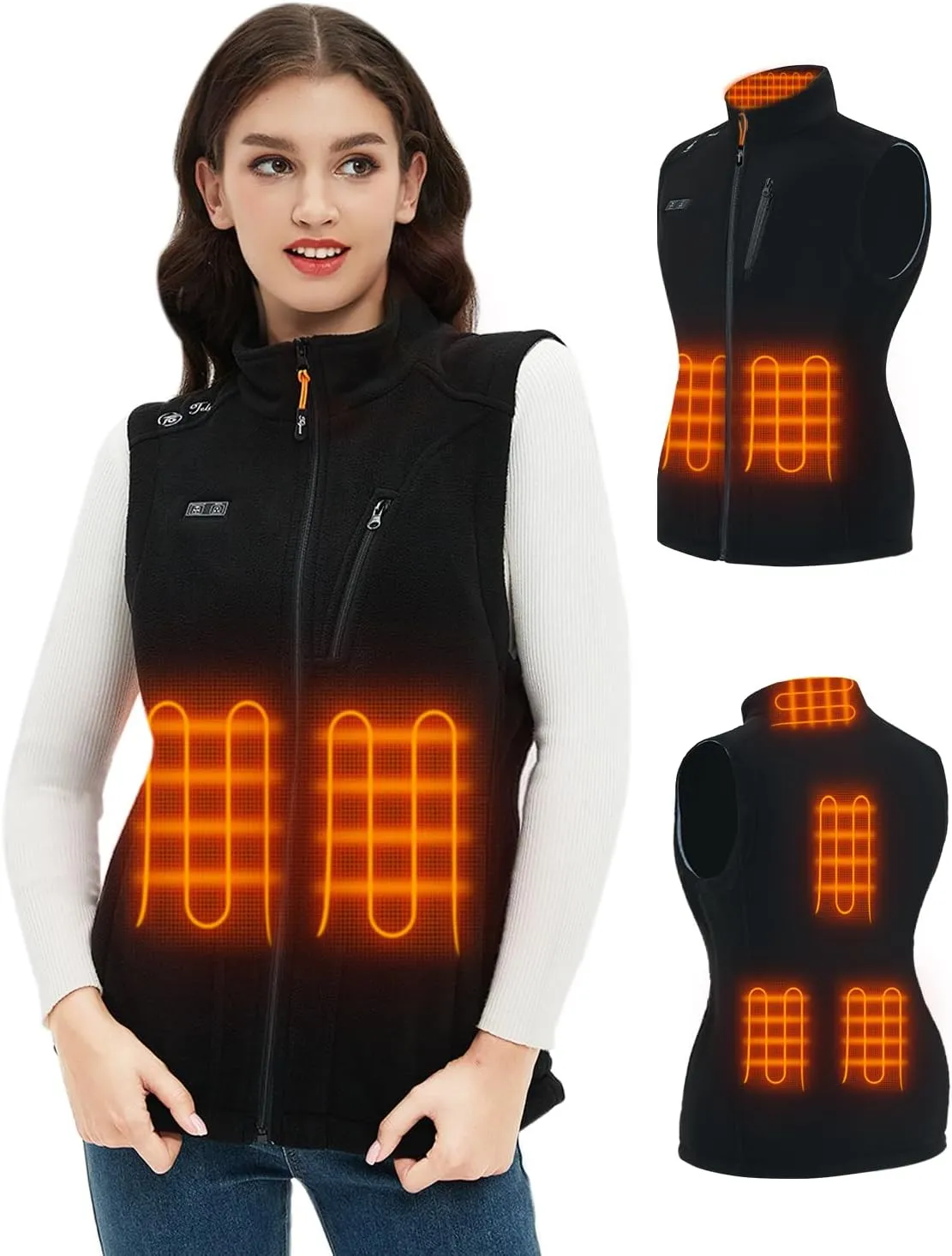 Telguua Fleece Heated Vest for Women men With Battery Pack Included