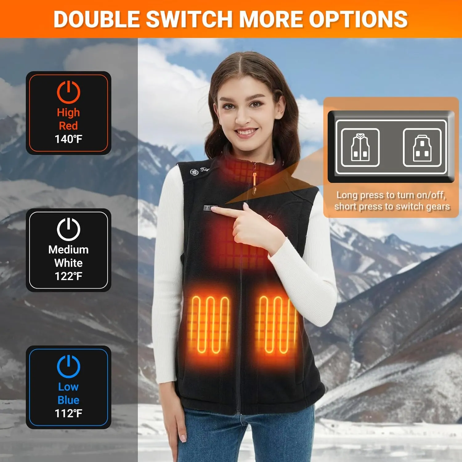 Telguua Fleece Heated Vest for Women men With Battery Pack Included