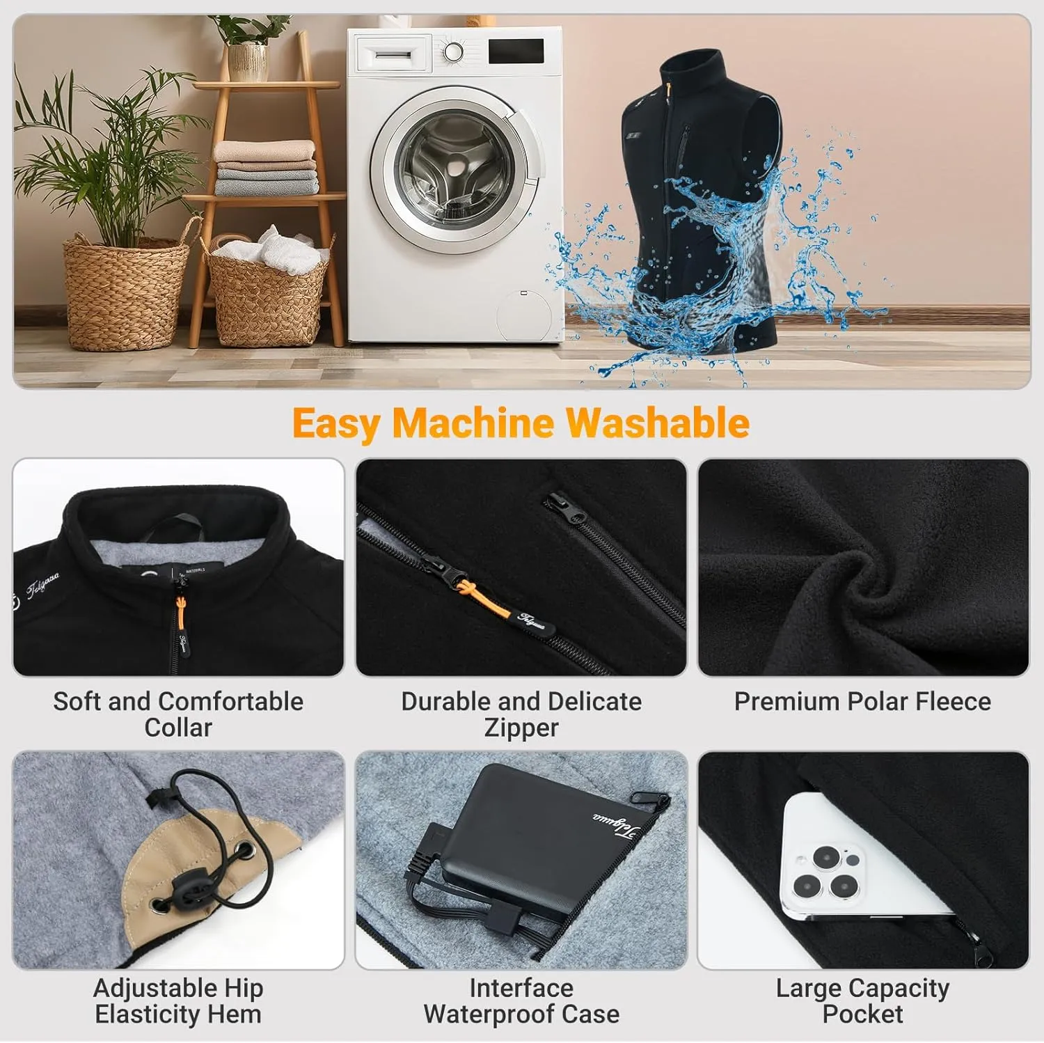 Telguua Fleece Heated Vest for Women men With Battery Pack Included