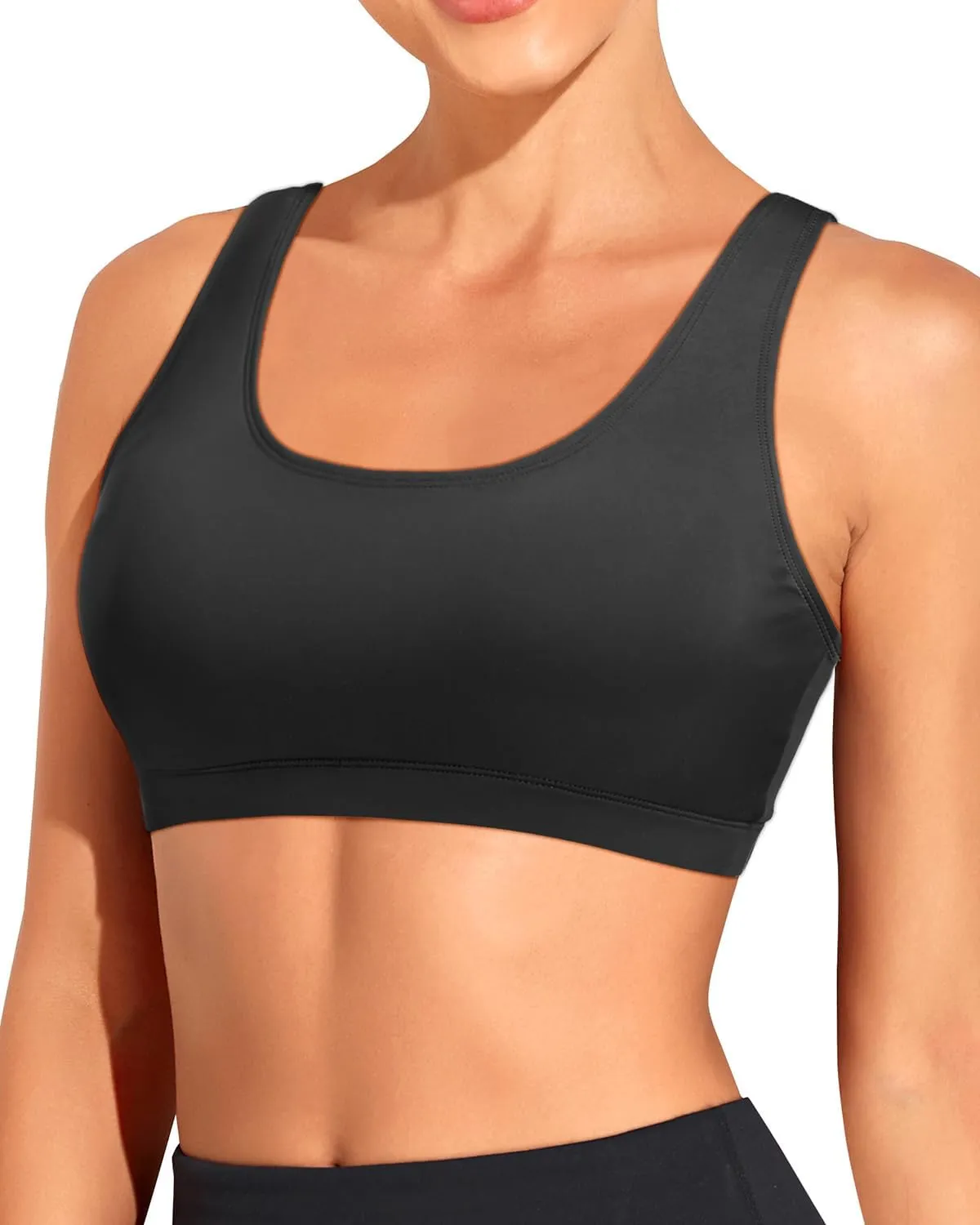 Tempt Me Women Sports Bra Bikini Top Push Up Scoop Neck Bathing Suits Top for Teen Girls