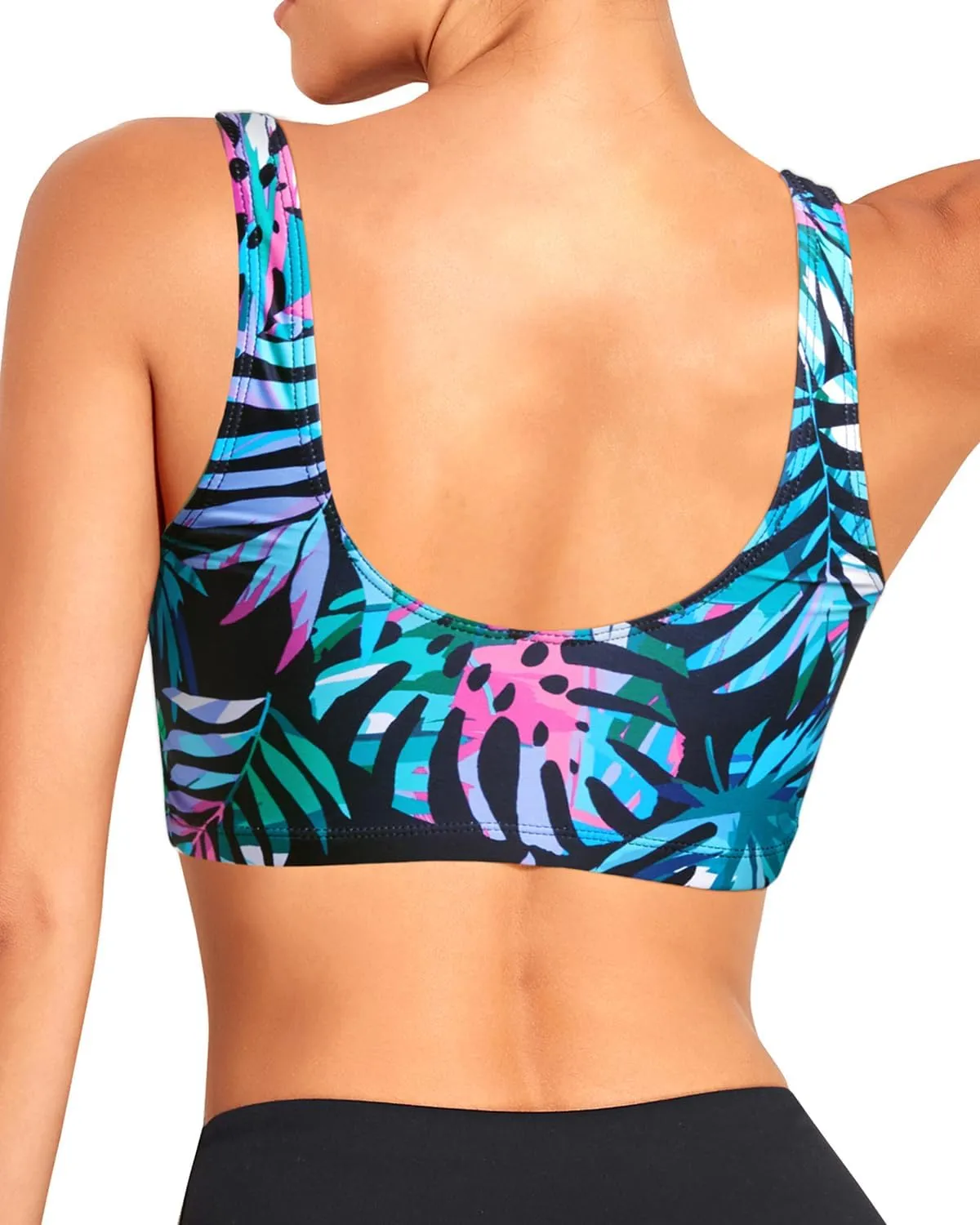 Tempt Me Women Sports Bra Bikini Top Push Up Scoop Neck Bathing Suits Top for Teen Girls