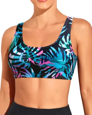 Tempt Me Women Sports Bra Bikini Top Push Up Scoop Neck Bathing Suits Top for Teen Girls