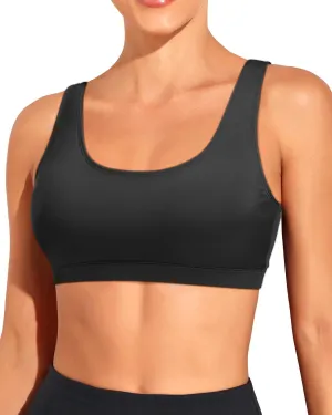 Tempt Me Women Sports Bra Bikini Top Push Up Scoop Neck Bathing Suits Top for Teen Girls