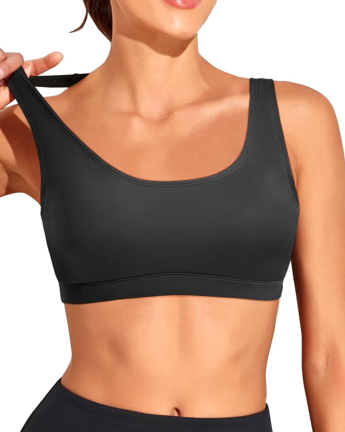 Tempt Me Women Sports Bra Bikini Top Push Up Scoop Neck Bathing Suits Top for Teen Girls