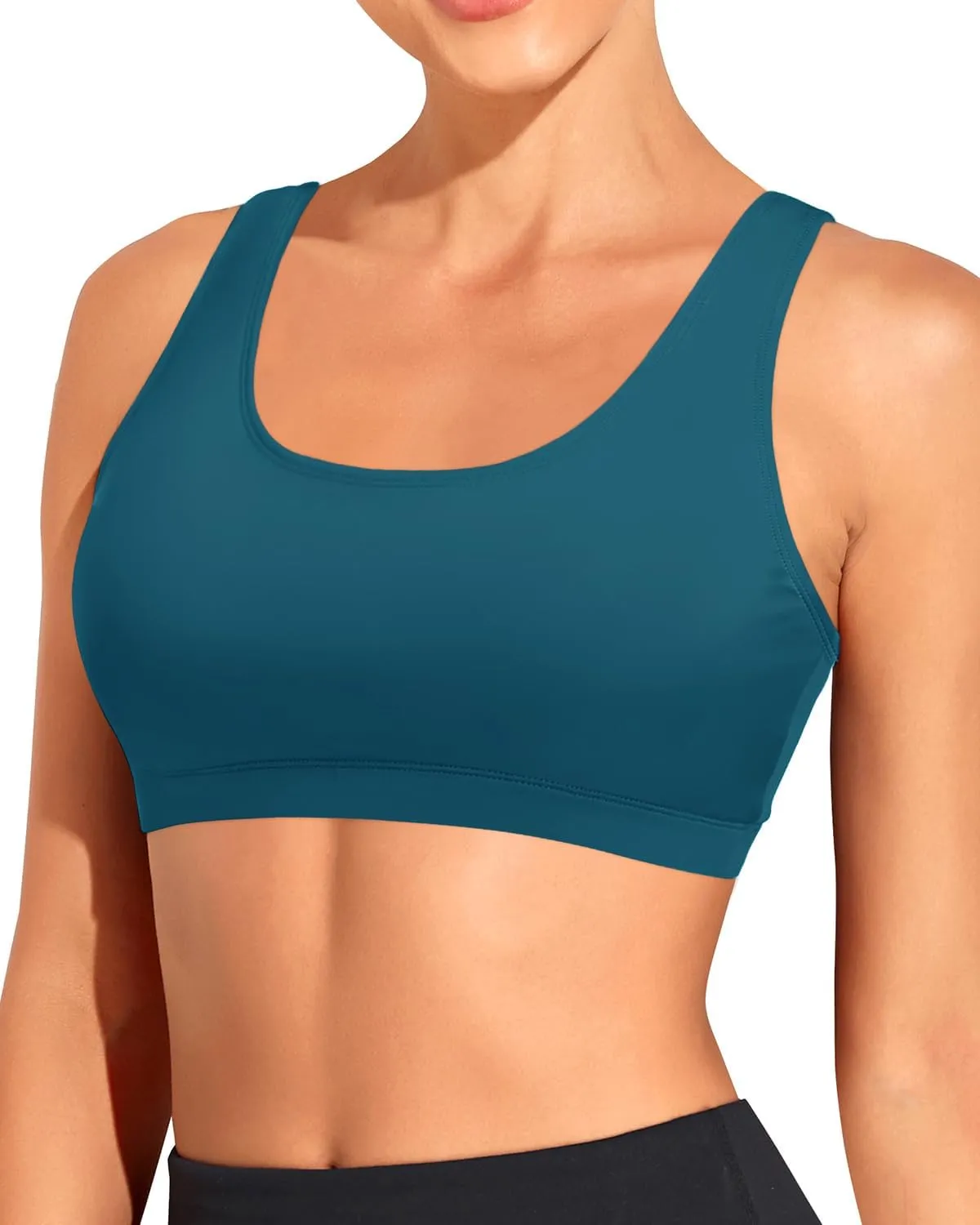 Tempt Me Women Sports Bra Bikini Top Push Up Scoop Neck Bathing Suits Top for Teen Girls