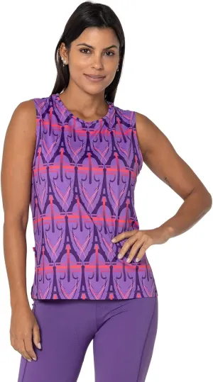 Terry Cycling Jersey Womens Soleil Split Tank Top for Women, UPF 50   Sleeveless Bike Jersey Summer Top