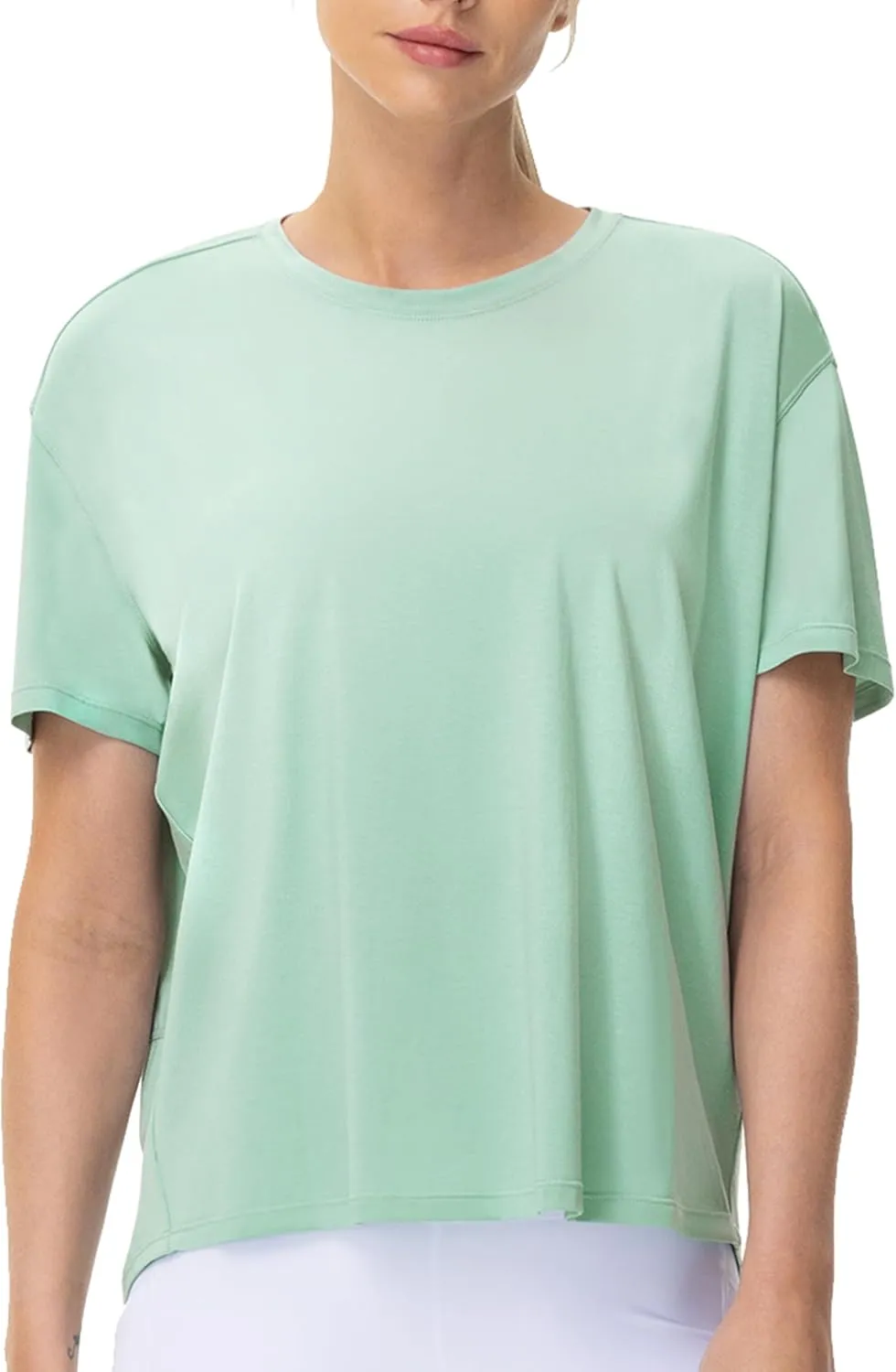 THE GYM PEOPLE Women's Short Sleeve Workout T-Shirts Back Loose Fit Running Yoga Tee Tops