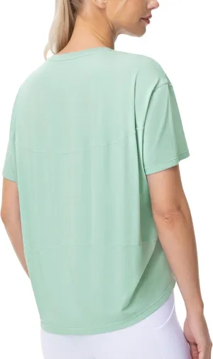 THE GYM PEOPLE Women's Short Sleeve Workout T-Shirts Back Loose Fit Running Yoga Tee Tops
