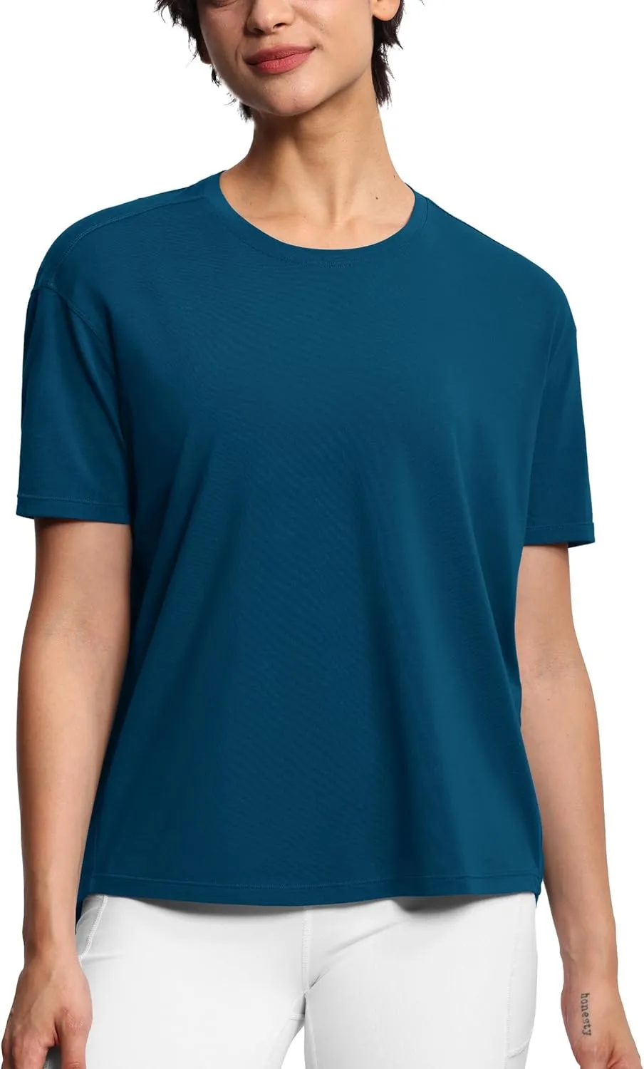 THE GYM PEOPLE Women's Short Sleeve Workout T-Shirts Back Loose Fit Running Yoga Tee Tops