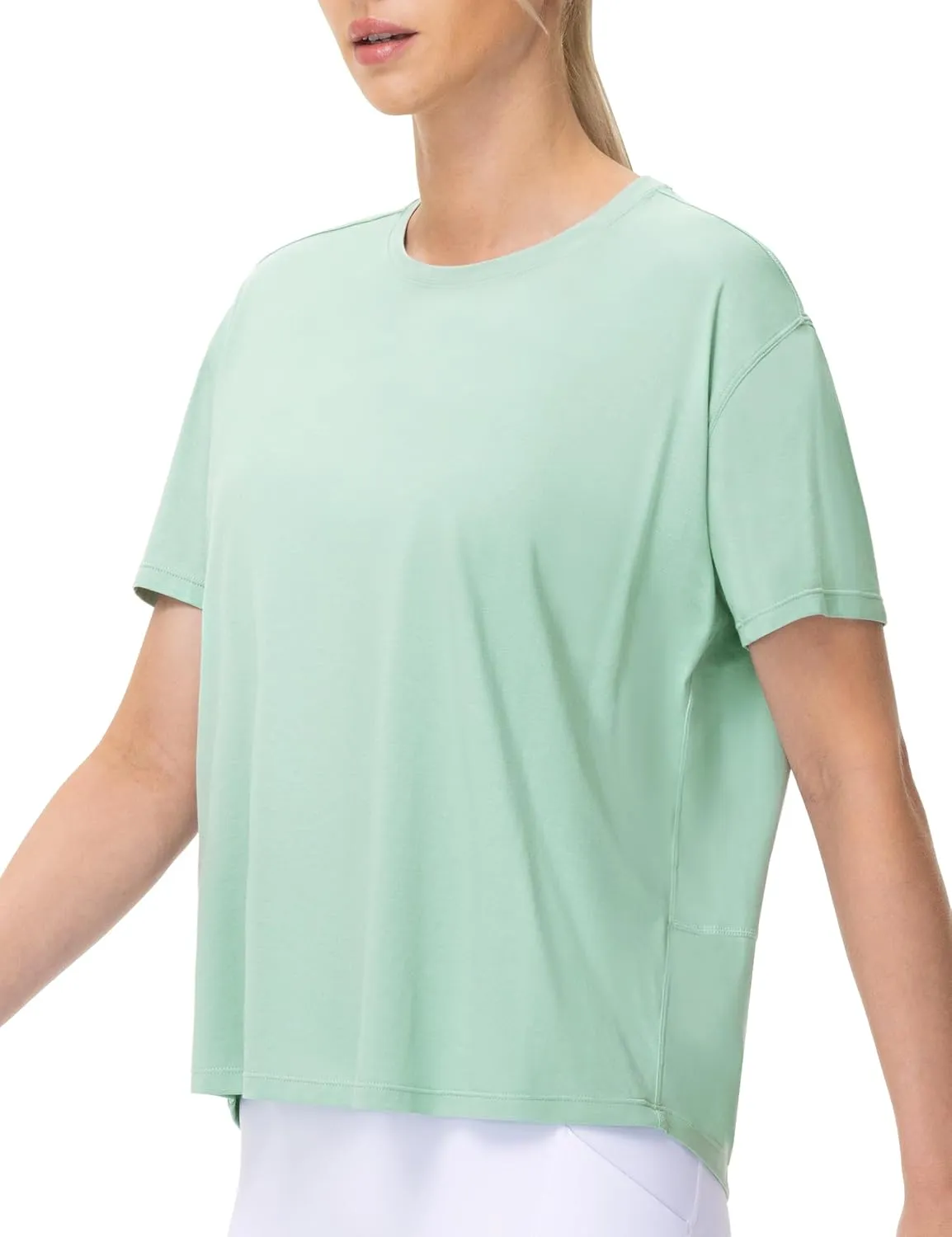 THE GYM PEOPLE Women's Short Sleeve Workout T-Shirts Back Loose Fit Running Yoga Tee Tops