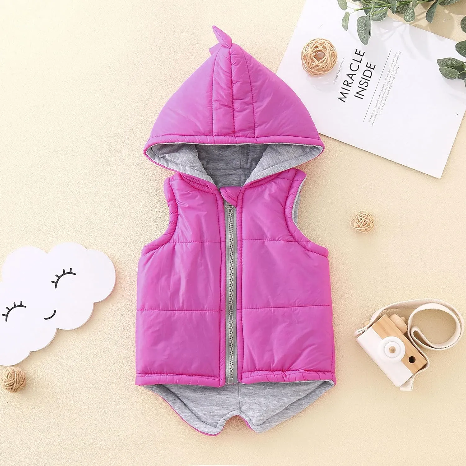 Toddler Kids Baby Boys Girls Winter Warm Solid Dinosaur Padded Vest Outerwear Baby Boy Winter Coat 12 Months